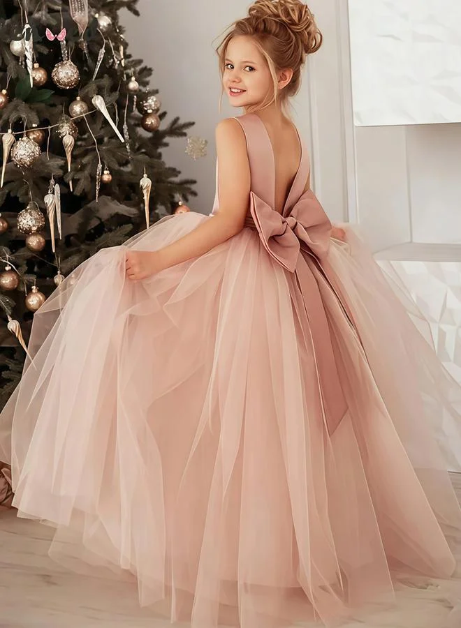 Take Two Girls Pink Faux Pearl Embellished Sleeveless Maxi Dress